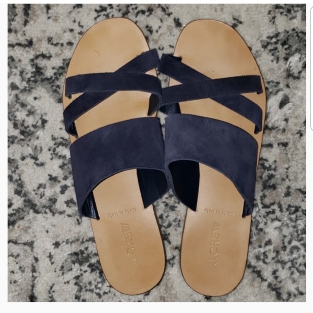 J.CREW SUEDE NAVY BALI SLIDES 9